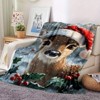 Lomsoe Vintage Christmas Deer Print Flannel Blanket - All Seasons Soft and Warm Throw Blanket for Bed, Napping, Camping, Travel, Office - 3 of 4