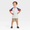 OshKosh B'gosh Toddler Boys' Short Sleeve Henley T-Shirt - Cream/Navy Blue - 3 of 3