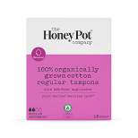 The Honey Pot Company Organic Cotton Regular Bio-Plastic Applicator Tampons - 18ct