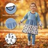 The Pink Picket Fence Penny Penguin Outfit Set for Girls – Twirl Dress, Cotton Leggings, Scrunchie & Headband with Blue and Penguin Print - 2 of 4