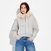 Women's Faux Fur Trim Hooded Zip-Up Sweatshirt - Wild Fable™ - 2 of 3