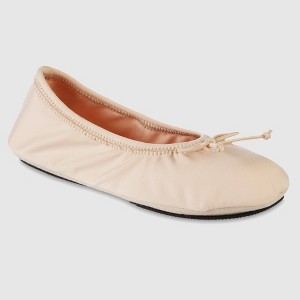 Isotoner Women's Sloan Nude Spandex Ballerina Slippers - 1 of 4