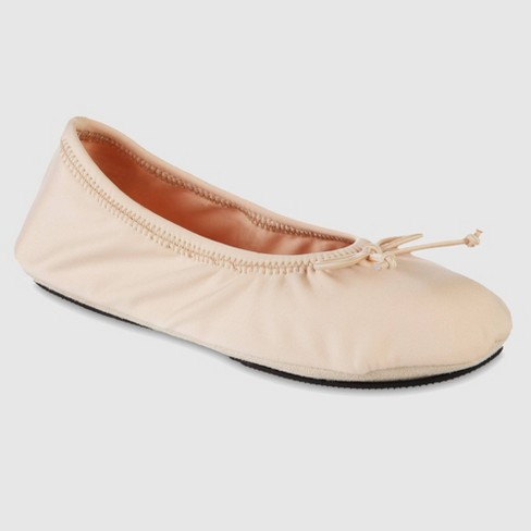 Isotoner Women's Sloan Nude Spandex Ballerina Slippers - Camel S : Target