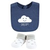 Hudson Baby Infant Boy Cotton Bib and Sock Set, Navy Cloud, One Size - 3 of 4