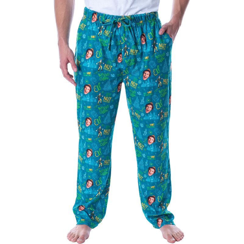 Elf The Movie Men's Son Of A Nut Cracker Allover Loungewear Pajama Pants Green, 1 of 6