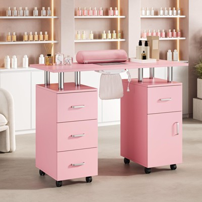 Manicure Table Nail Desk for Nail Tech, Nail Table Station with Electric Dust Collector, Nail Salon Storage Table