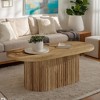 Hommoo 47" Oval Farmhouse Coffee Table – Fluted Wood Centerpiece with Rustic Charm - 2 of 4