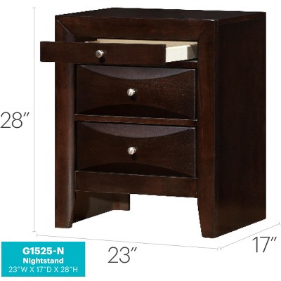 Marilla Cappuccino 3-Drawer Solid Wood Nightstand