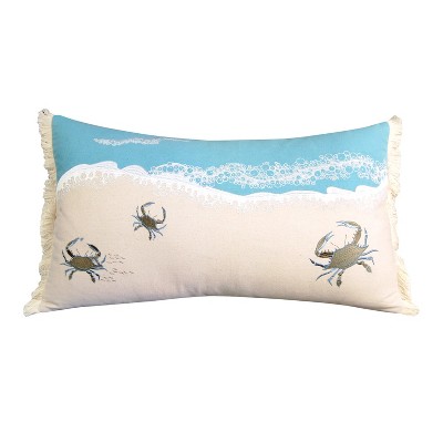 RightSide Designs Crab with Waves Indoor Cotton Lumbar Throw Pillow