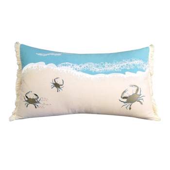 RightSide Designs Crab with Waves Indoor Cotton Lumbar Throw Pillow