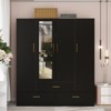 Keloyid Black Wood 62.99 in. Armoire with 3 Drawers and 6 Shelves - 4 of 4