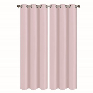Solid Blackout Thermal Grommet Curtain Panels With Foam Backing (Set of 2) - 1 of 3