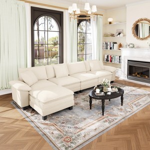 Captiva Designs Cloud Modular Sectional Sofa, 157.5" L-Shaped Couch with Movable Ottoman, 5-Seater - 1 of 4