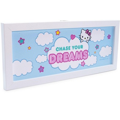 Silver Buffalo Hello Kitty "Chase Your Dreams" Hanging Sign Framed Wall Art | 12 x 5 Inches