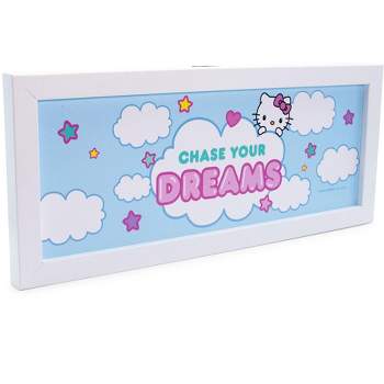 Silver Buffalo Hello Kitty "Chase Your Dreams" Hanging Sign Framed Wall Art | 12 x 5 Inches