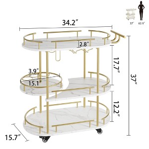 Jojoka
Gold Bar Carts with 4-Tiers Storage Shelves，Mobile Bar Seving Carts On Wheels with Wine Rack and Glass Holder for Kitchen - 1 of 4