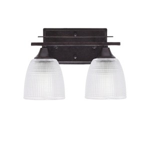 Toltec Lighting Uptowne 2 - Light Vanity in  Dark Granite with 5" Clear Ribbed Shade - 1 of 1