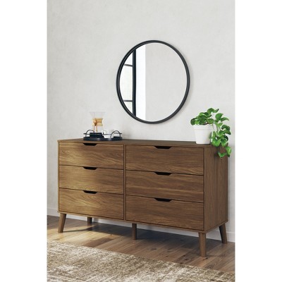 Auburn Brown 6-Drawer Mid-Century Modern Dresser