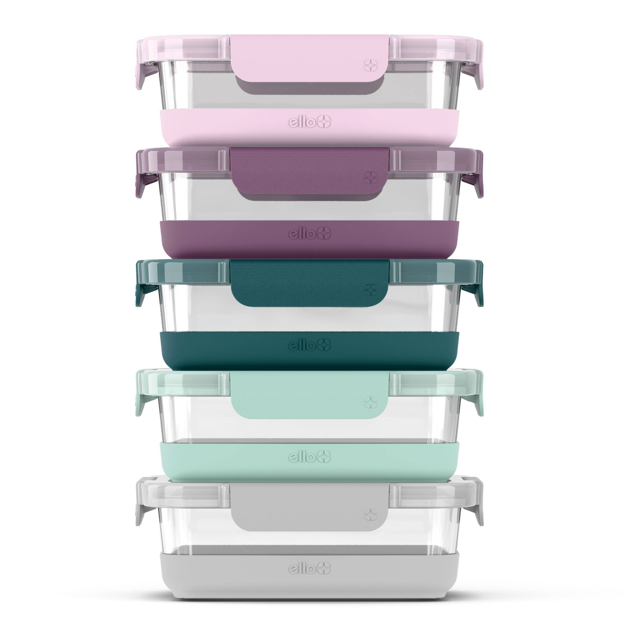 Ello Duraglass Refresh 10pc (set of 5) Glass Meal Prep Food Storage Containers Set Multicolor