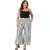 Agnes Orinda Women's Plus Size Boho Palazzo Elastic Waist Stripe Wide Leg Lounge Pants with Pocket - 3 of 4