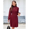 Women's Mock Neck Knit Sweater Dress Casual Long Sleeve  Ribbed Knit Pullover Dress - 3 of 4