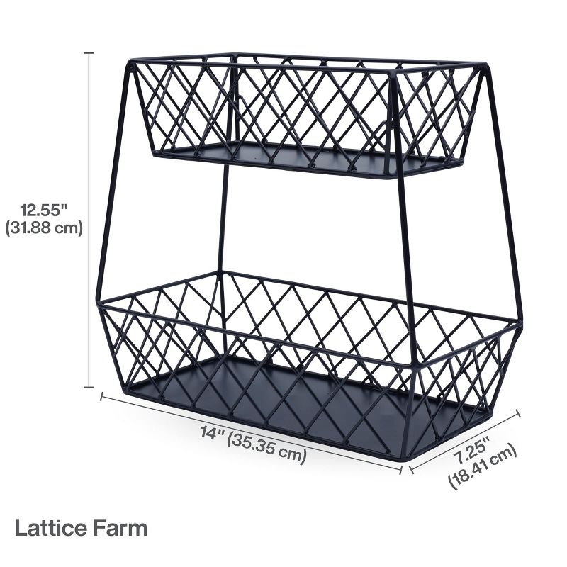 Gourmet Basics by Mikasa Lattice Farm Storage Basket, 2 Tier, Black, 4 of 8