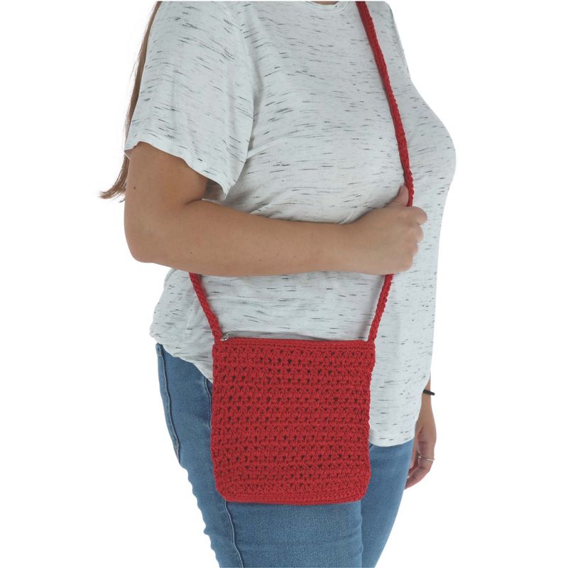 CTM Women's Crochet Crossbody Handbag, 4 of 5