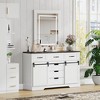 6 Drawers Dresser with Mirror, Makeup Vanity with Light Mirror, Farmhouse Modern Dressers with Sliding Barn Doors for Living Room, Bedroom - 2 of 4