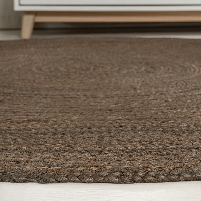 Zara Braided Brown Jute Round 4' Area Rug