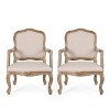Set of 2 Andrea French Country Wood Upholstered Dining Armchairs - Christopher Knight Home - 2 of 4