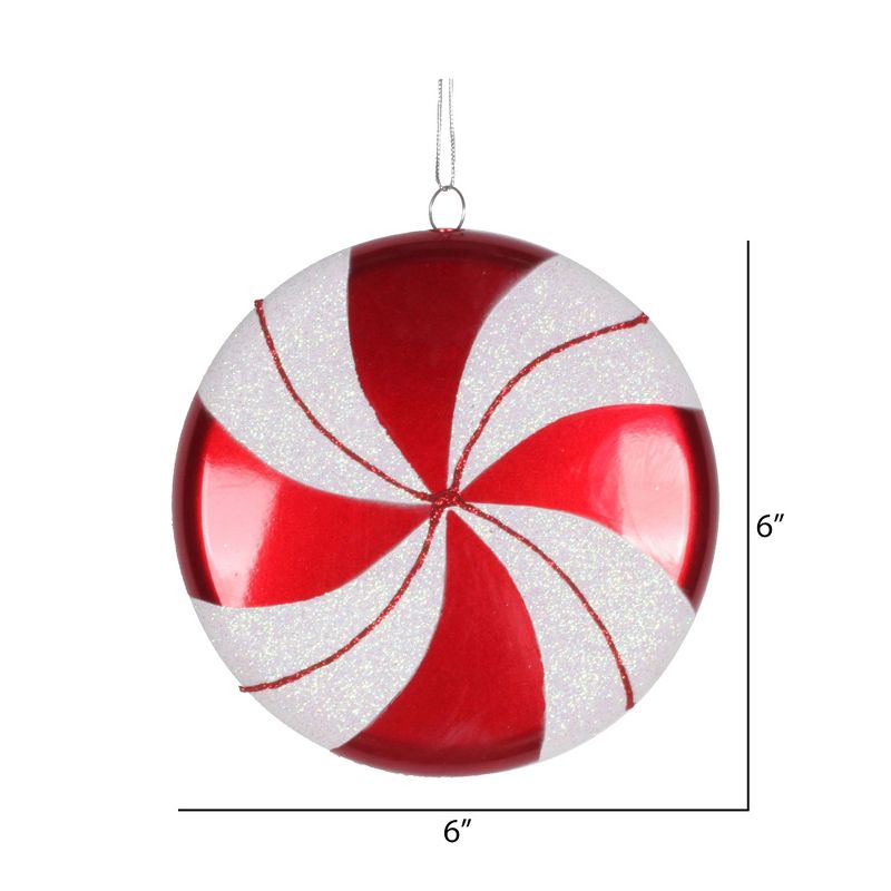Vickerman 6" Flat Swirl Candy Ornament, 2 of 3