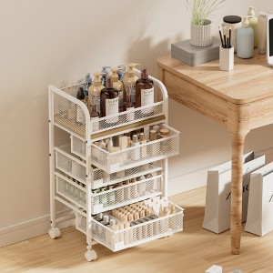 APRILSOUL Makeup Organizer with 4 Drawers, Skincare Storage, Floor Skincare Organizers with Wheels - 1 of 4