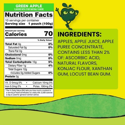 GoGo SqueeZ Fruit SlymeZ Green Apple Fruit Pouches - 35oz/10ct