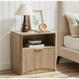 COZONY Nightstand Set of 2, Wide Fluted Bedside Tables with Drawer and Storage, Mid Century Modern for Bedroom and Office - 1 of 4