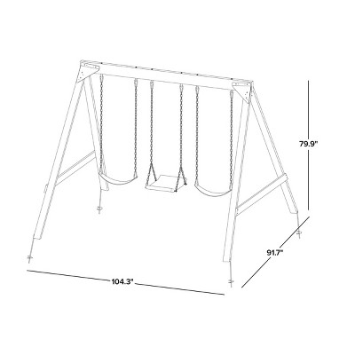 Brighton Outdoor Wood Swing Set with 3 Yellow Swings
