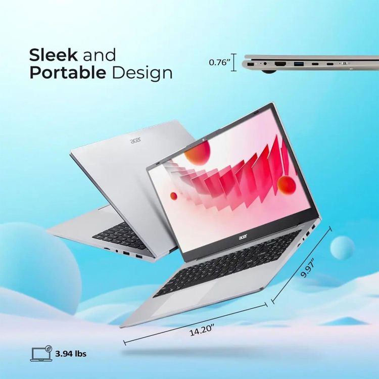 Acer Aspire 3 15.6" FHD IPS Laptop, AMD Ryzen 7 7730U, 16GB RAM, 512GB SSD, Windows 11 Pro, Pure Silver, 3 of 9