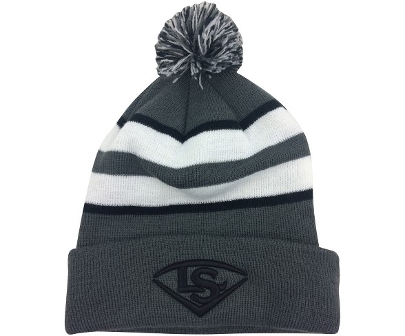 Louisville Slugger LS Logo Stripes Baseball/Softball Knit Hat - Charcoal/White/Black