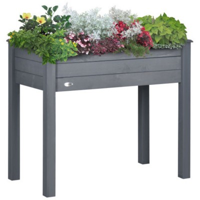 Maggift Planters Raised Garden Bed with Legs Elevated Wooden Planter Box Self-Draining with Bed Liner Patio Balcony, Gray, 33.75"*18"*30"