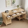 Brafabhome Computer Desk with Power Outlets, Writing Desk with 3 Drawers & 2 Storage Cabinet, Rattan Executive Desk for Bedroom Home office | Nature - 4 of 4