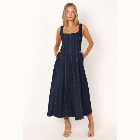 Denim Pinafore Midi Dress