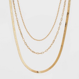 Variety Multi-Strand Necklace - A New Day™ Gold: Nickel-Free Metal, Lobster Claw Clasp, 18.5" Length - 1 of 4