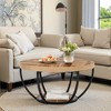 Lirago 31.69" Round Coffee Table 2 Tier Modern Wooden Cocktail Table with Metal Base for Living Room Office Sturdy and Elegant Design Nature - 3 of 4