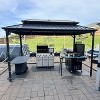 PURPLE LEAF Hardtop Grill Gazebo for Patio Permanent Aluminum Barbeque Shelter Gazebo with Ceiling Hook and Shelves Grey Outdoor BBQ Gazebo - 2 of 4