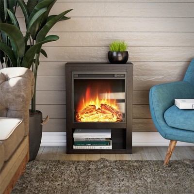 Espresso 22-Inch Electric Fireplace with Mantel and Shelf