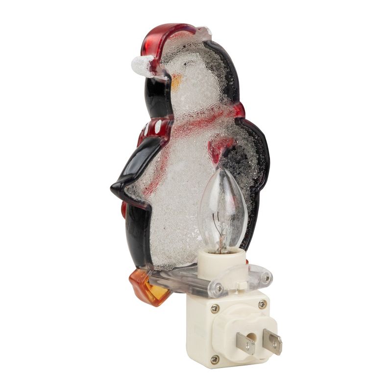 Northlight 6" Black and Red Happy Penguin in Santa Hat Christmas Night Light, 5 of 6