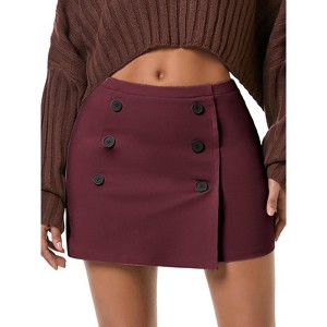 EXLURA Womens Button Bodycon Mini Skirt Sexy Night Club High Waist Elastic Y2K Fall Winter Plaid Skirts - 1 of 4