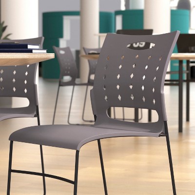 AeroFlow Gray Sled Base Stackable Chairs, Set of 5