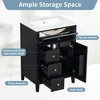 TiramisuBest 24" Black Bathroom Vanity with Sink, MDF & Rubberwood Construction, 3 Drawers & Cabinet with Adjustable Shelves - 4 of 4