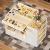 PAKASEPT Closet Island with Drawers, Wardrobe Armoire Bedroom Island with Glass Tabletop, Lights&Jewelry Organizer, 8 Drawer and 2 Shelf - 4 of 4