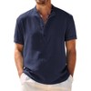 COOFANDY Men's Casual Henley Band Collar Short Sleeve Summer Beach Hippie Shirt - 2 of 4